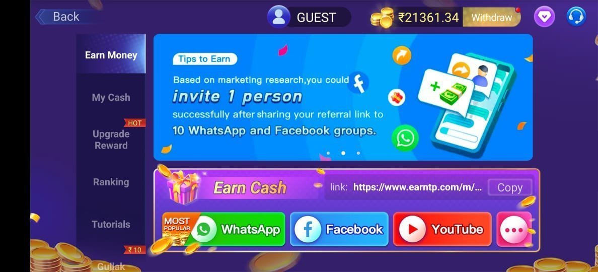 How To Refer And Earn Commission In Teen Patti Gold Real Cash Application?